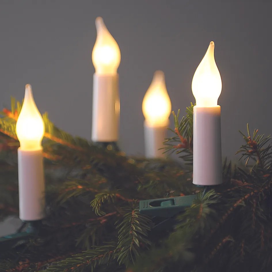Svetelná reťaz Plameň biely, 16 LED žiaroviek Filament, základná