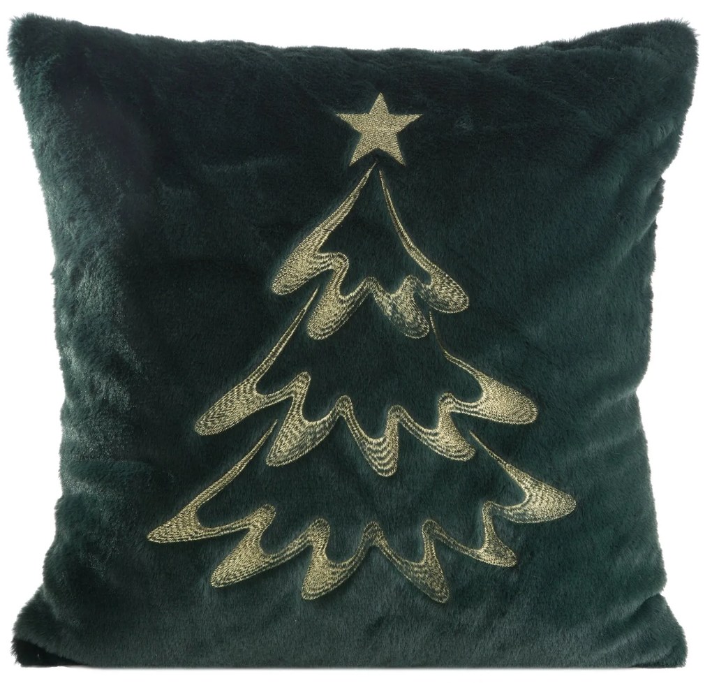 CHLPATÁ VIANOČNÁ DEKORAČNÁ OBLIEČKA NA VANKÚŠ TREE 45X45 CM BIELA ZELENÁ