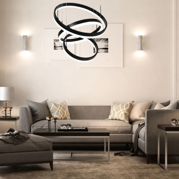 LED Stmievateľný luster na lanku LED/86W/230V 3000K čierna