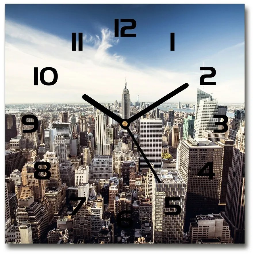 Sklenené hodiny štvorec New York pl_zsk_30x30_c-f_79781807