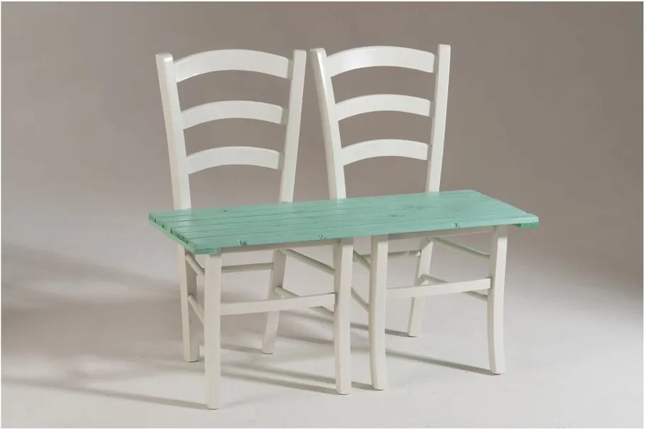 Bielo-zelená drevená lavica pre dvoch Castagnetti Fir