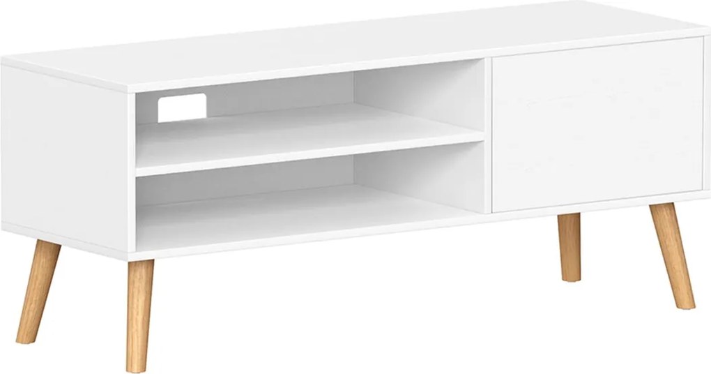 TV stolík, 120 cm široký TV nábytok, biely