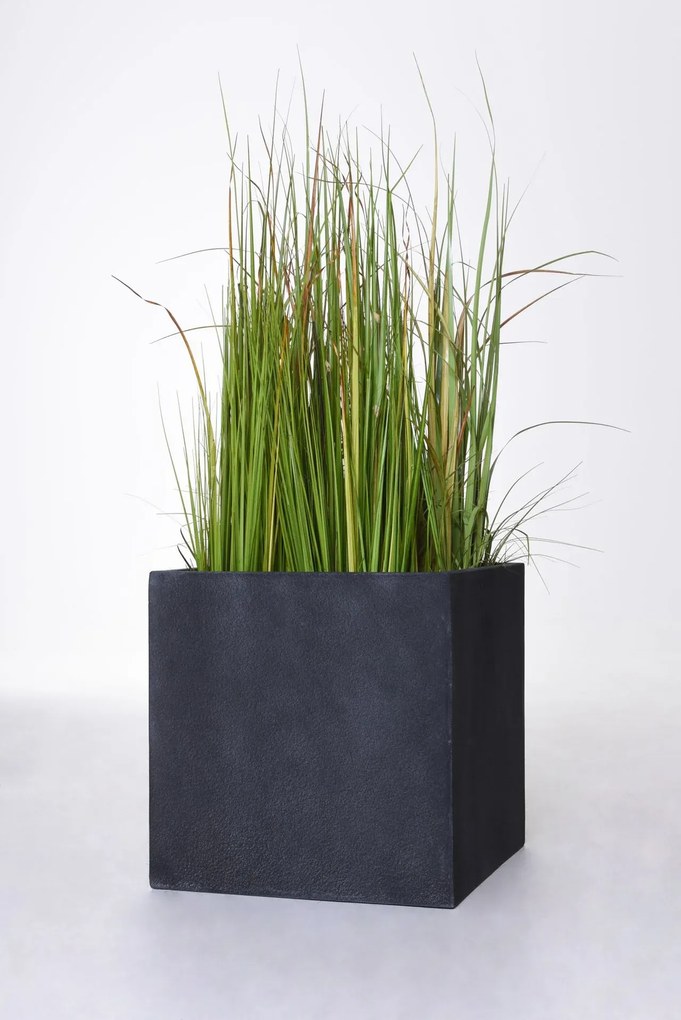 Kvetináč BLOCK, sklolaminát – vzhľad kameňa, 50 x 50 x 50 cm, antracit