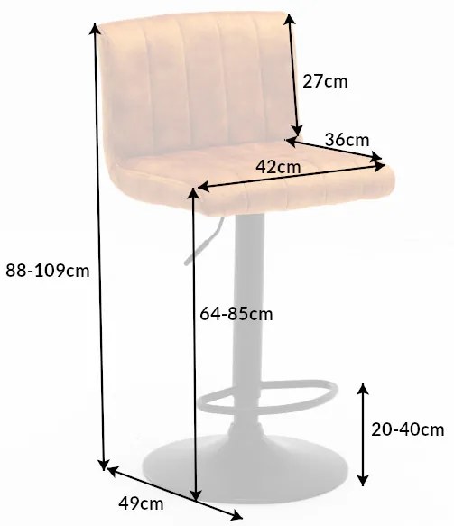 Dizajnová barová stolička Walnut horčicový zamat