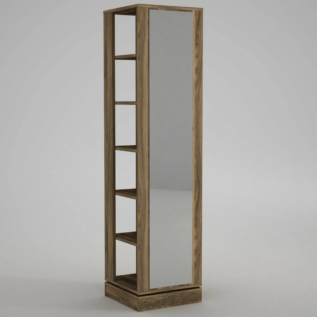 Otočný vešiak so zrkadlom Roll Walnut