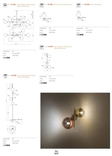 Redo 01-2781 - Luster na tyči ROY 10xG9/10W/230V