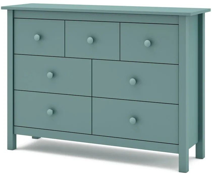 Nízka detská komoda z borovicového dreva v petrolejovej farbe 110x80 cm Max – Marckeric