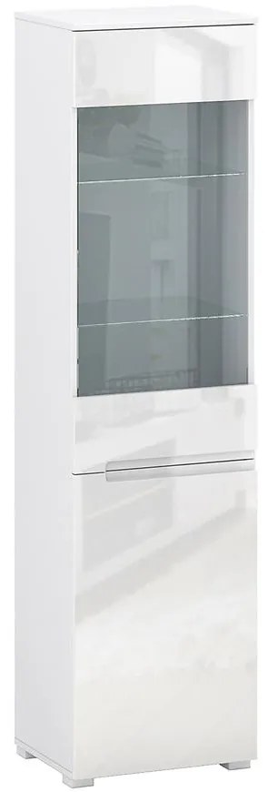 Vitrína Hill A1 1D biely lesk