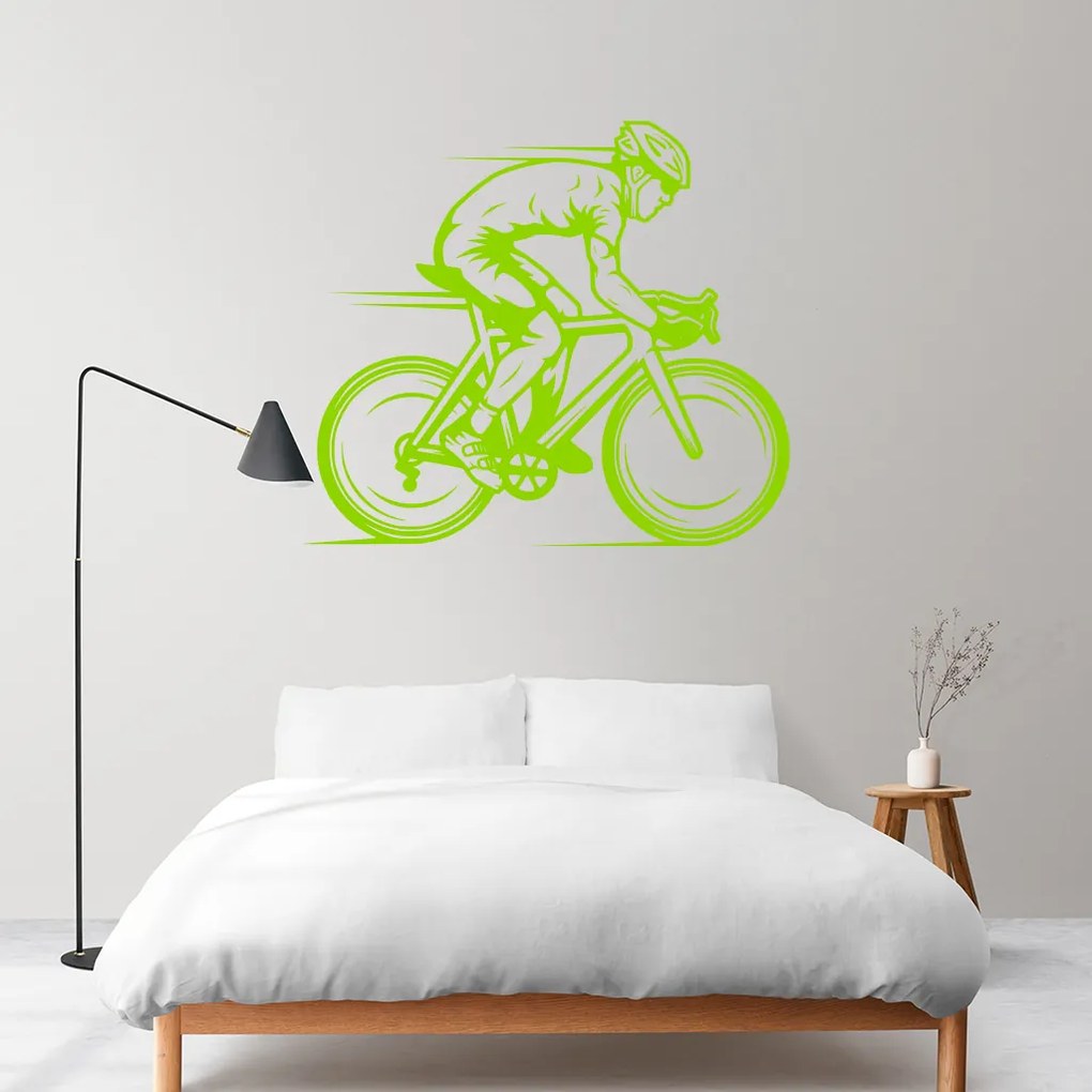 Veselá Stena Samolepka Pretekár v Cyklistike Farba: červená, Veľkosť: 40 x 35 cm