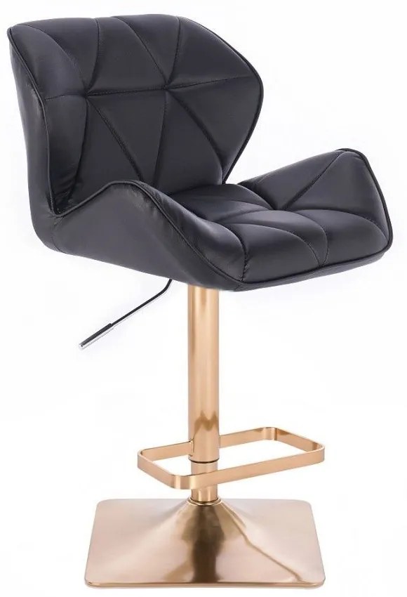 LuxuryForm Barová stolička MILANO na zlatej hranatej podstave - čierna
