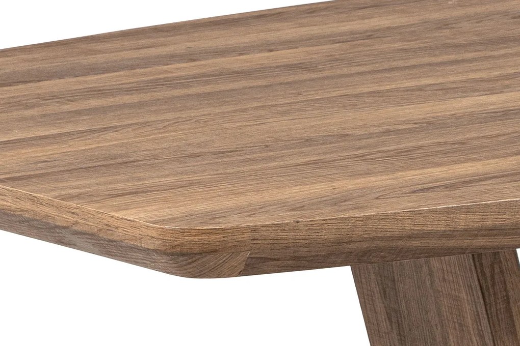 jedálenský stôl, 160x85x76, MDF 3D dekor tmavý dub, čierny kov