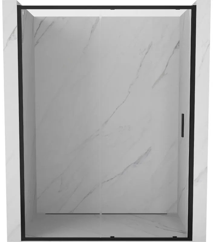Mexen Exo, posuvné dvere do otvoru 130x200 cm, 6mm číre sklo, čierny profil, 8151-130-000-70-00