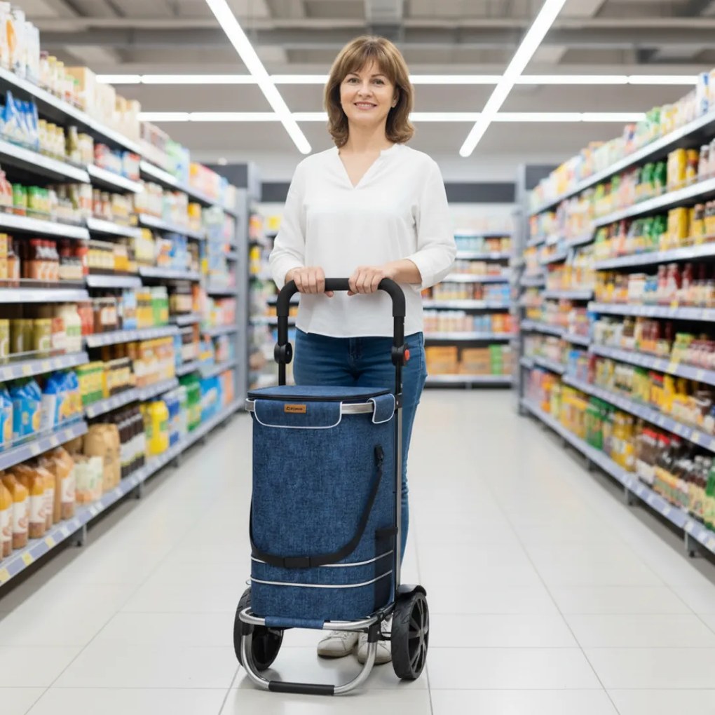 Nákupná taška na kolieskach EASY, 50l, modrá Jurhan