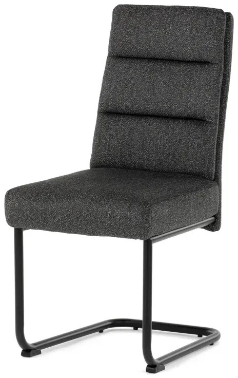 Židle jídelní, taštičkové pružiny v sedáku, madlo na opěráku, tmavě šedá látka, černý kov
