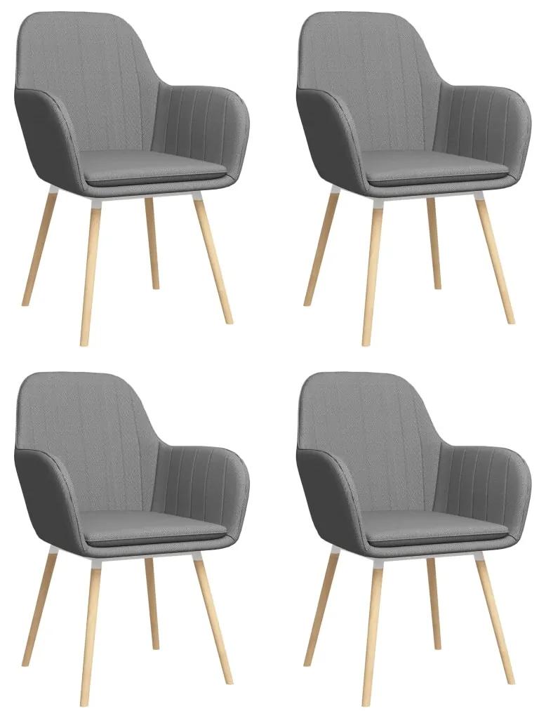 vidaXL Jedálenské stoličky s opierkami 4 ks, svetlosivé, látka | BIANO