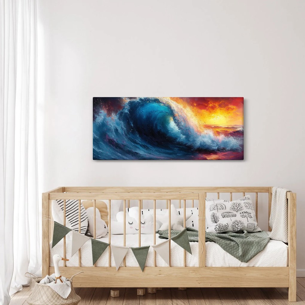 Obraz - Vlna v západu slnka (120x50 cm)