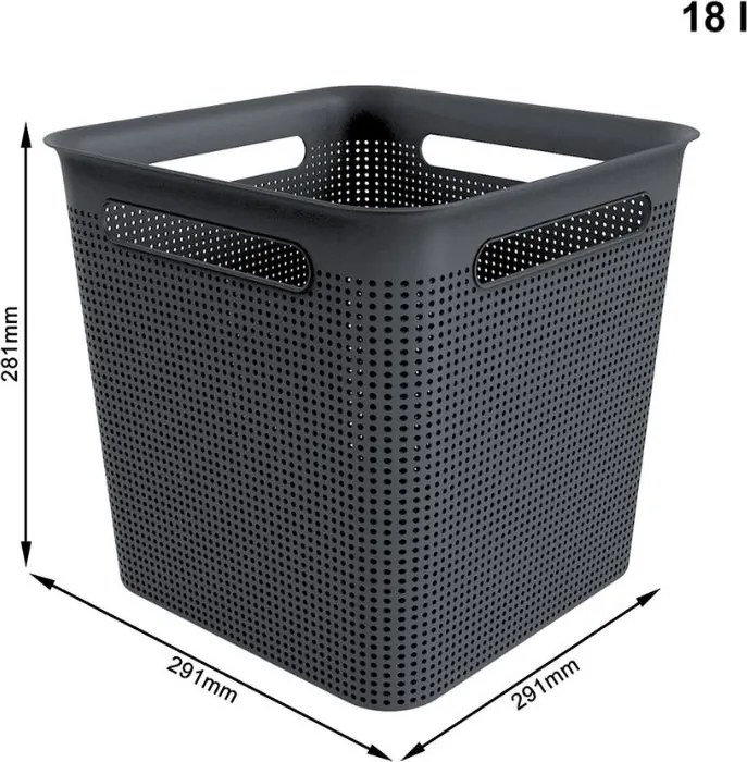 Rotho Úložný box s víkem a s madly BRISEN 18l, 29x29x29cm, černý