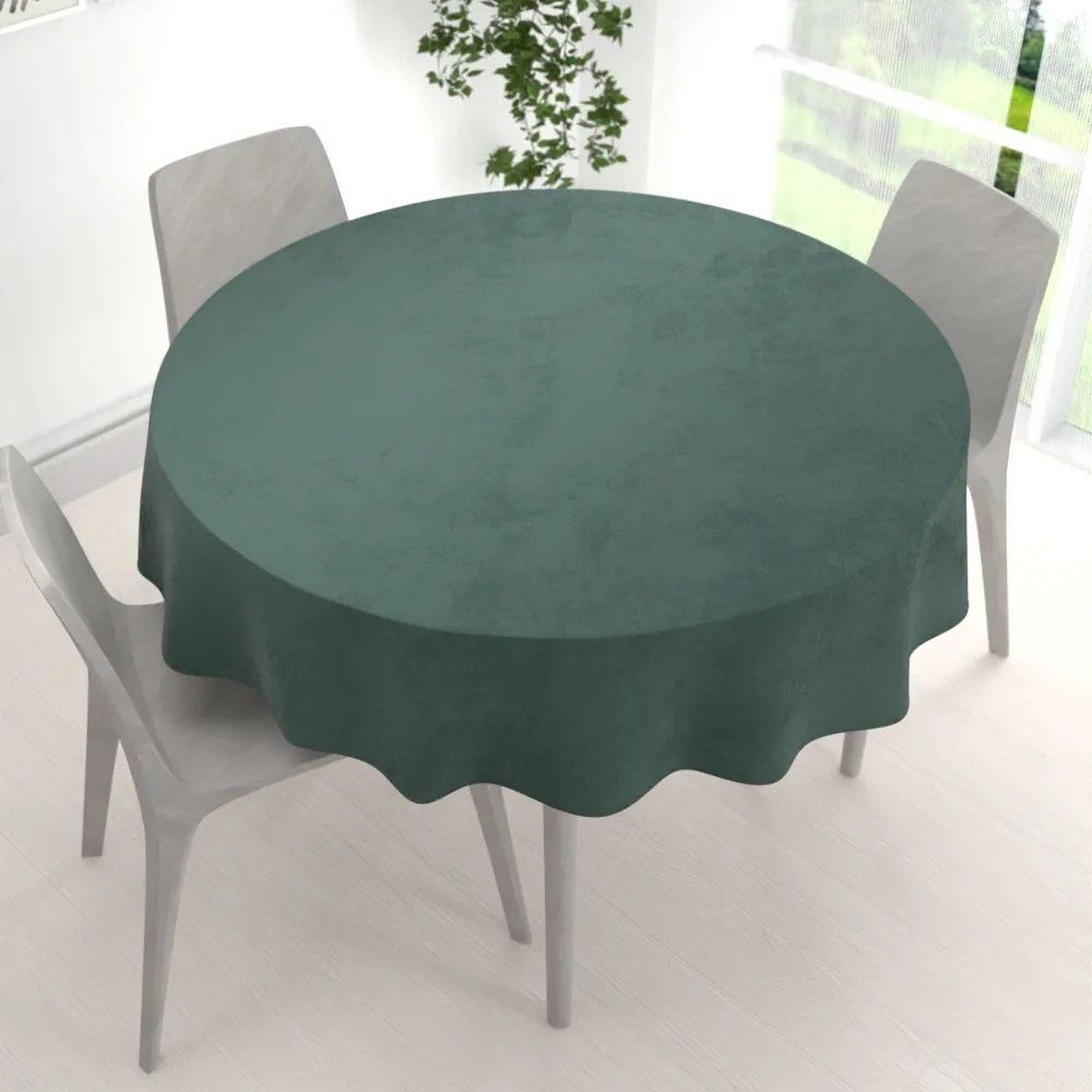 Biante Veľký zamatový okrúhly obrus Velvet Premium SVP-040 Lesná zelená Ø 220 cm