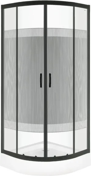 Novoterm Štvrťkruhový sprchový kút NV-Xenia Duo 90x90 čierna/potlač + vanička