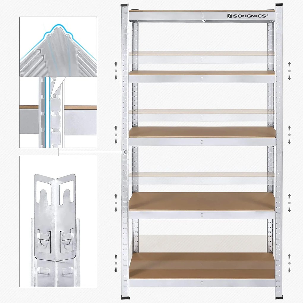 SONGMICS Dielenský regál 90 x 180 x 40 cm oceľová