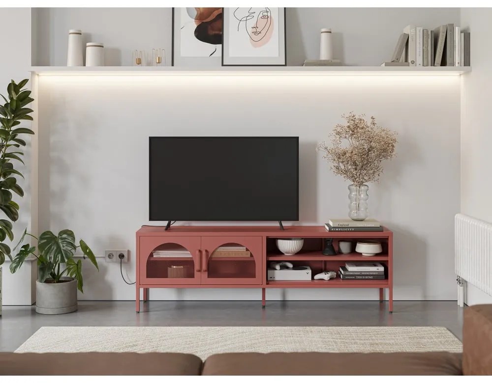 TV stolík v tehlovej farbe 160x50 cm Diora – Marckeric