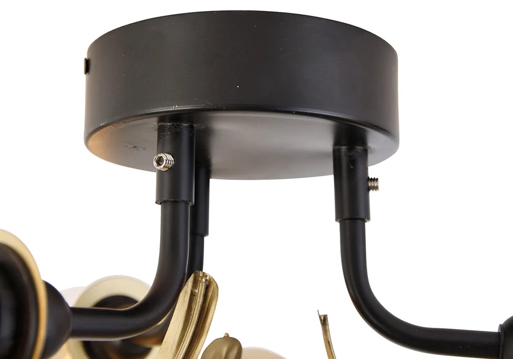 Orientálne stropné svietidlo mosadz s čiernou 3-svetlo - Louka