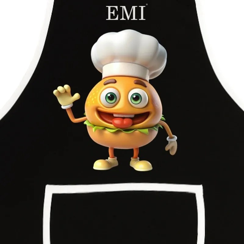 Kuchynská zástera Burger EMI, čierna