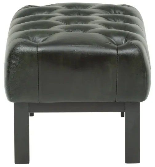 furniture-nabytek.cz - Masívny taburet Chesterfield Kingsfield z pravej kože, zelený – 61×46×43 cm
