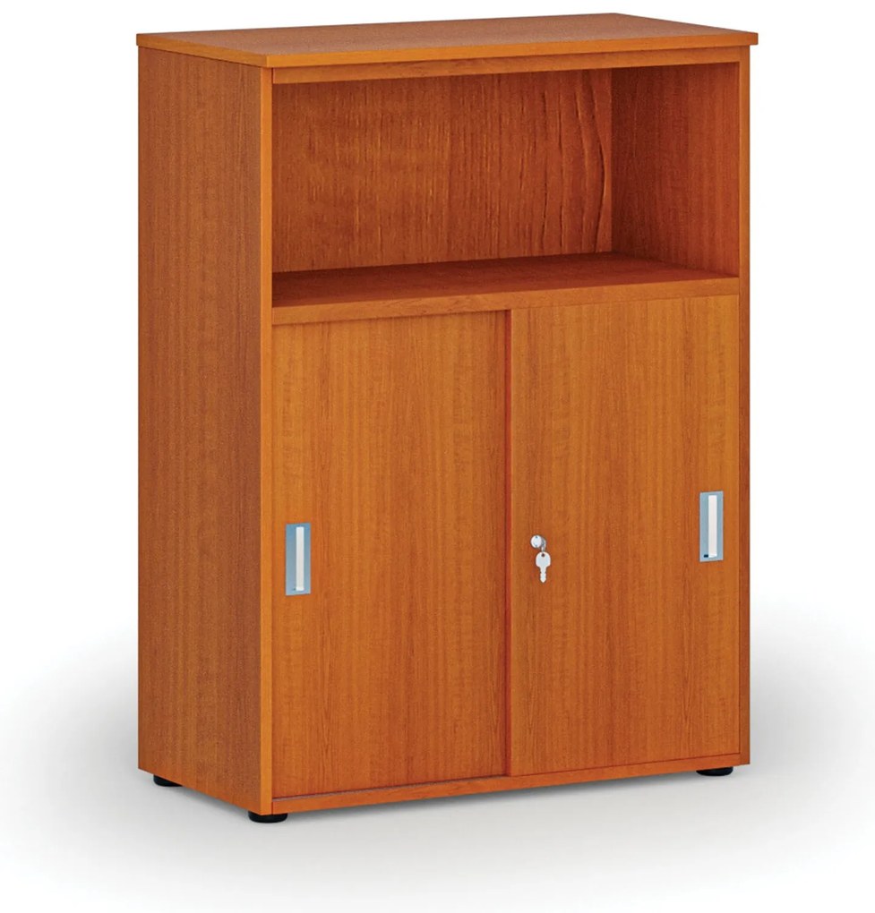 Kombinovaná kancelárska skriňa so zásuvnými dverami PRIMO WOOD, 800 x 420 x 1087 mm, čerešňa