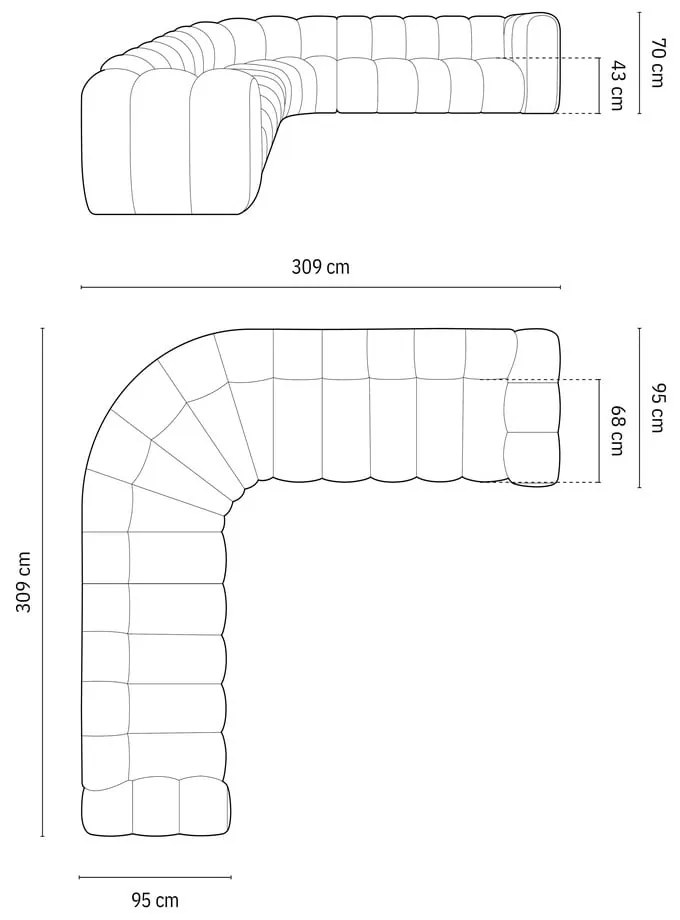 Zamatová modulárna rohová pohovka v tehlovej farbe Lupine – Micadoni