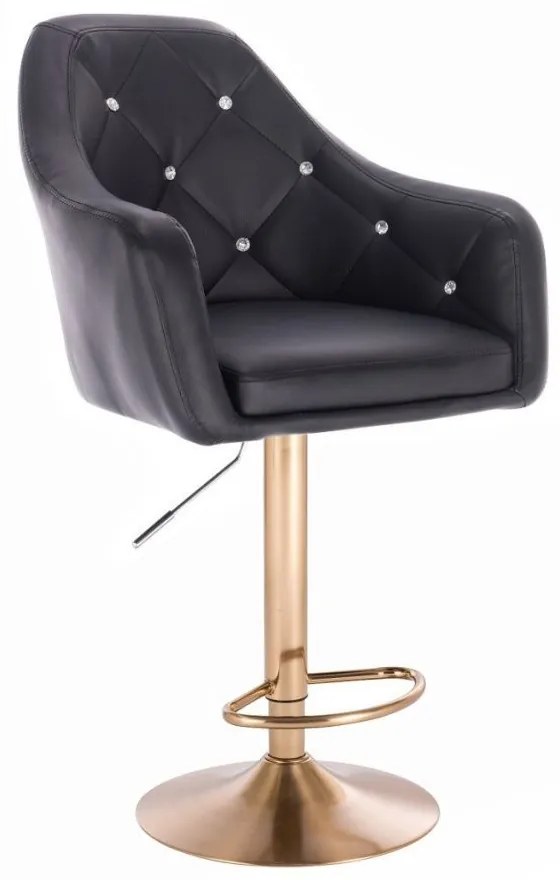 LuxuryForm DESIGN Barová stolička ROMA na zlatom tanieri - čierna
