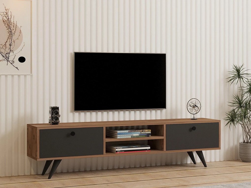 TV stolík/skrinka Tebuvi (borovica atlantická + antracit) . Akcia -15%. Vlastná spoľahlivá doprava až k Vám domov. 1095158