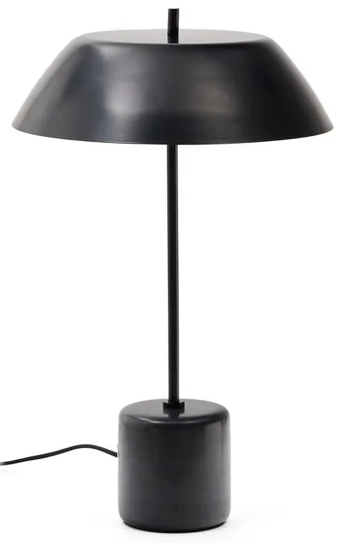 Čierna mramorová stolová lampa s kovovým tienidlom (výška 58 cm) Sayra – Kave Home