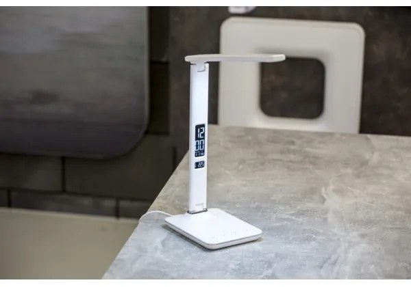 Immax 08934L - LED Stolná lampa s displejom KINGFISHER LED/9W/230V biela