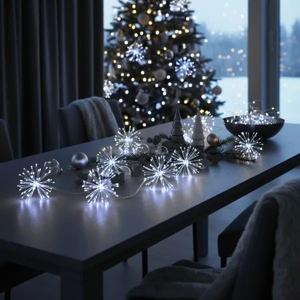 Brilagi - LED vonkajší vianočný reťazec 150 LED, 5 m, IP44, studená biela, efekt ohňostroja