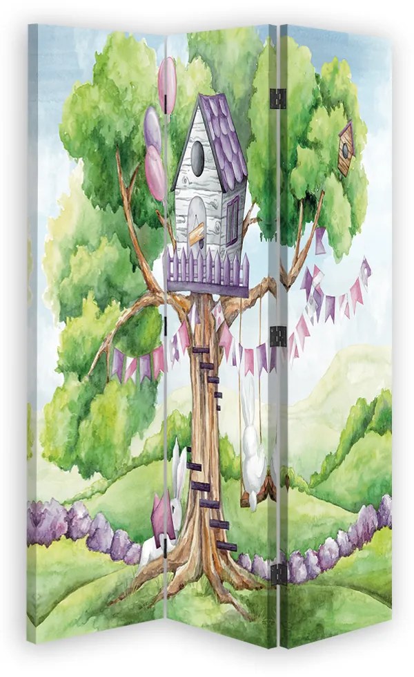 Gario Paraván Domček bielych králikov na strome Rozmery: 110 x 170 cm, Prevedenie: Klasický paraván