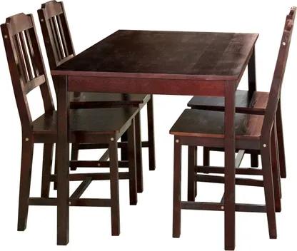 OVN jedálenský set IDN 8849H masív borovica tmavohnedý lak stôl+ 4 stoličky
