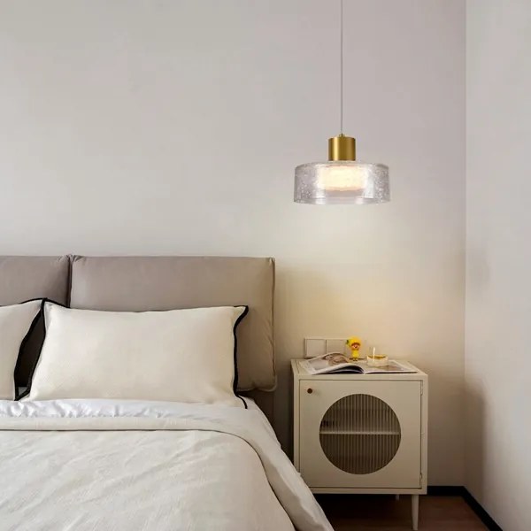 LED Luster na lanku LED/8W/230V 3000K zlatá/číra pr. 20 cm