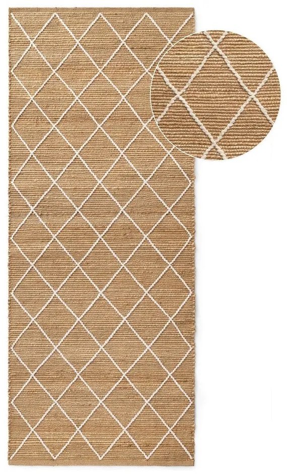 Ručne tkaný jutový behúň v prírodnej farbe 80x200 cm Kunu – Hanse Home
