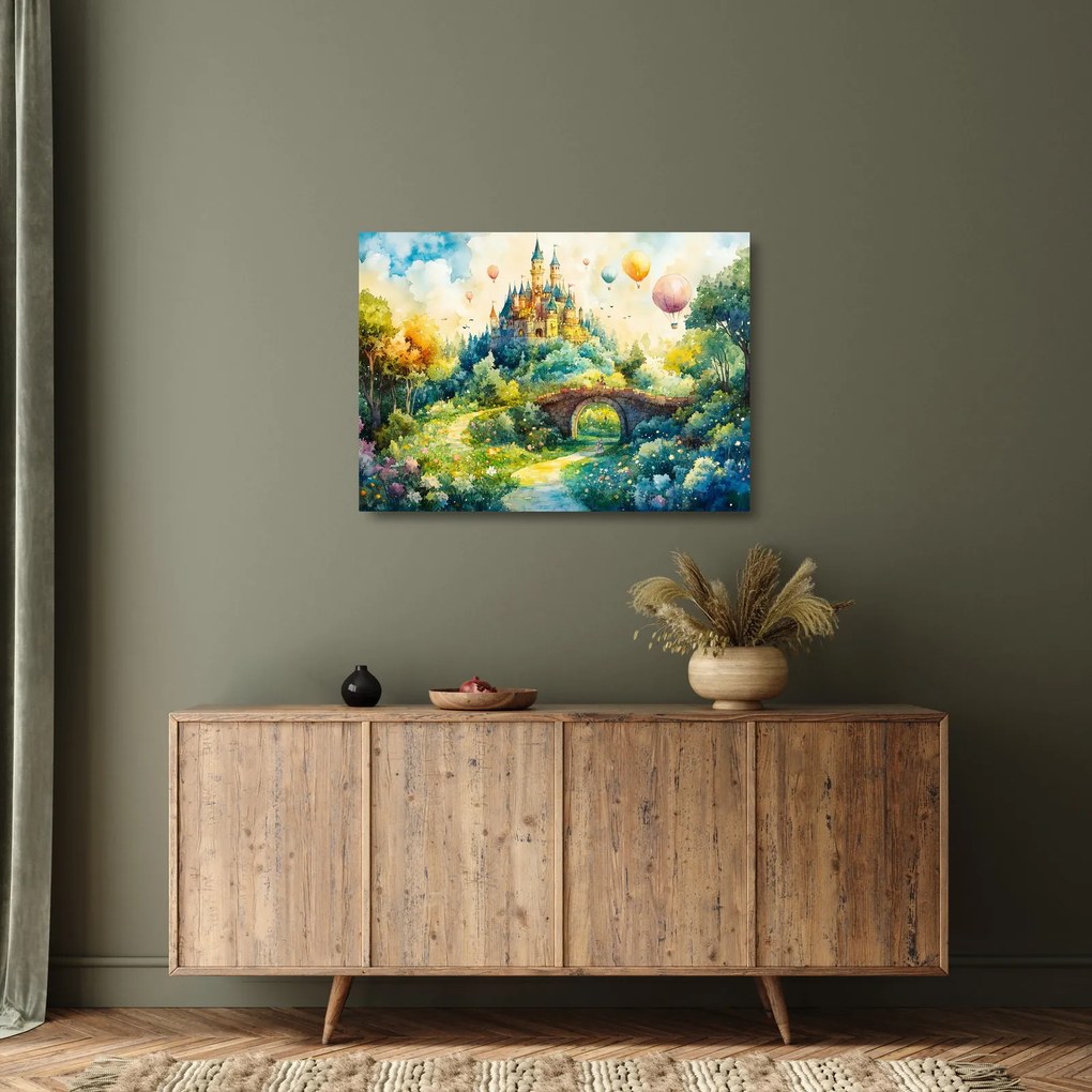 Sklenený obraz - Rozprávkový zámok (70x50 cm)