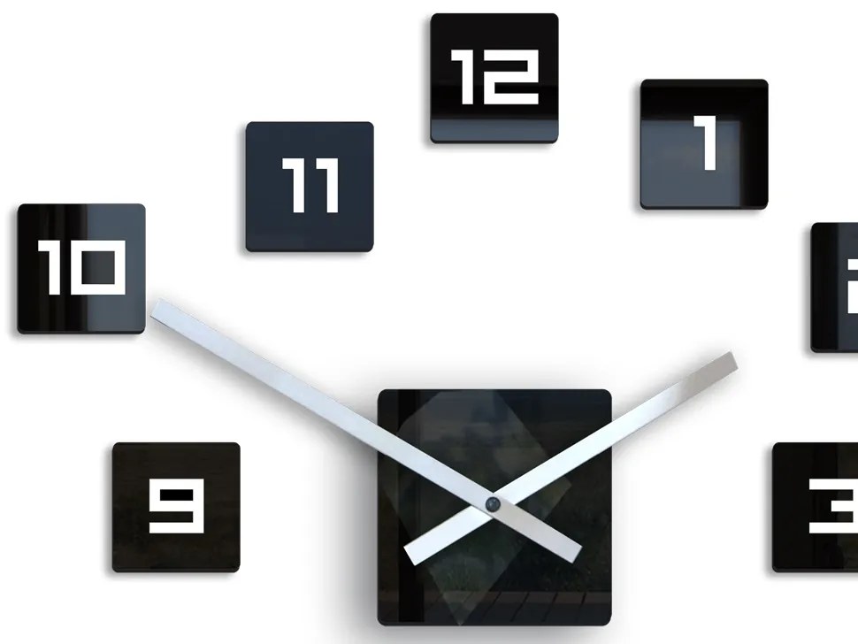3D nalepovacie hodiny Cube čierne