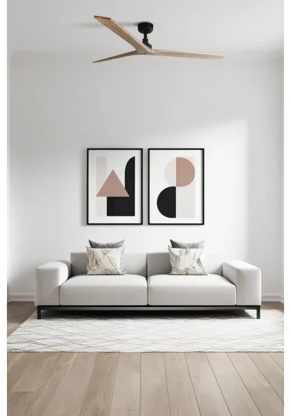 FARO 34282 -Stropný ventilátor KLIM L borovica/čierna pr. 150 cm+ diaľkové ovládanie