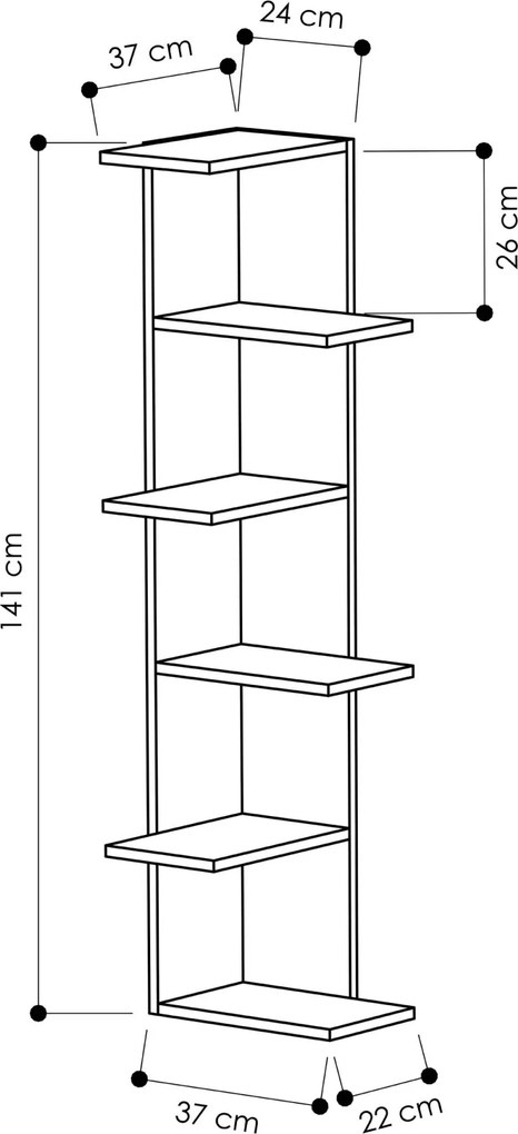 Rohová knižnica Houseland Saso biela