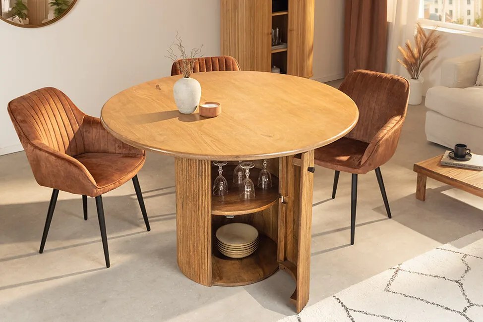 Okrúhly stôl do jedálne s úložným priestorom Gap mangové drevo 120cm