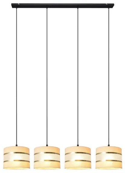 Luster na lanku HELEN 4xE27/15W/230V krémová/čierna/zlatá