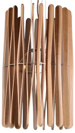 Drevený závesný luster na lanku 1xE27/60W/230V, priemer 38 cm, masív – jaseň/kaučukovník