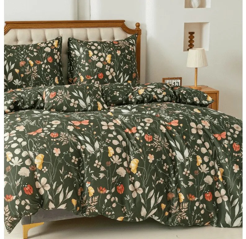 Obliečky z mikrovlákna COLORFUL MEADOW tmavo zelené Rozmer obliečky: 2 ks 70 x 90 cm | 200 x 220 cm