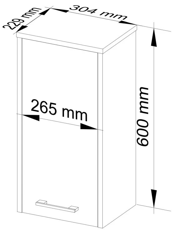 Závesná kúpeľňová skrinka Fin 30 cm wenge