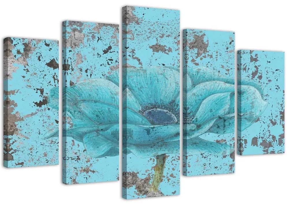 Gario Obraz na plátne Modrý kvet - 5 dielny Rozmery: 100 x 70 cm