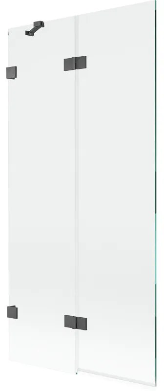 Mexen Lunar, 2-krídlová vaňová zástena ľavá 90 x 150 cm, číre sklo, grafitová, 897-090-100-66-00-L